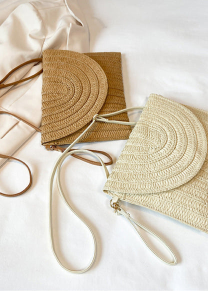 Minimalist Arc-Woven Straw Envelope Bag
