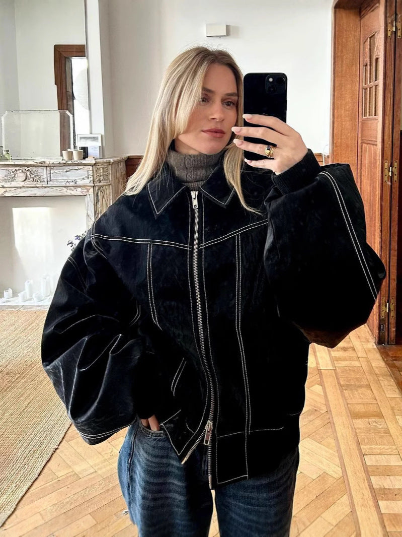 Oversized Stitched Jacket Coat