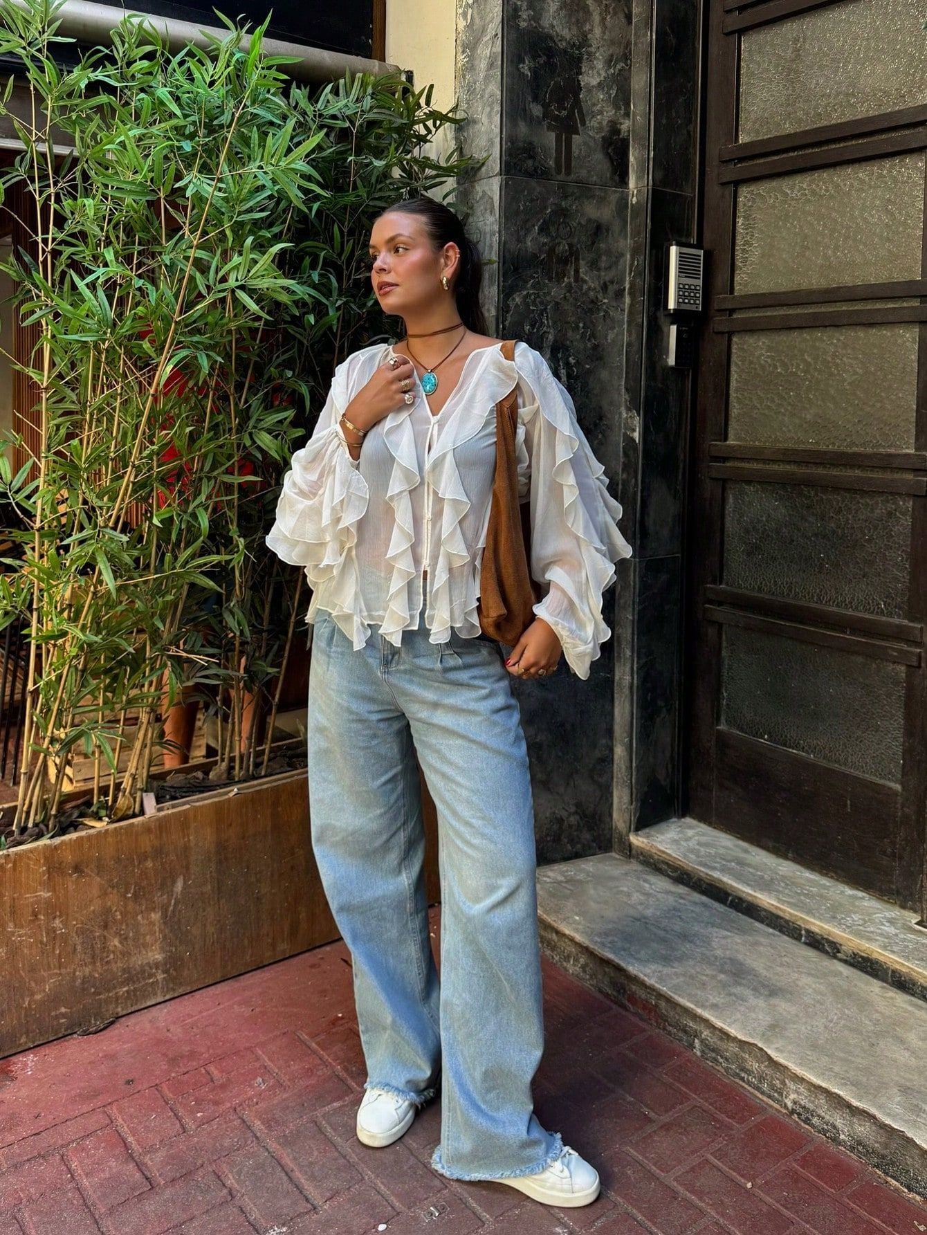 Layered solid color flowing shirt