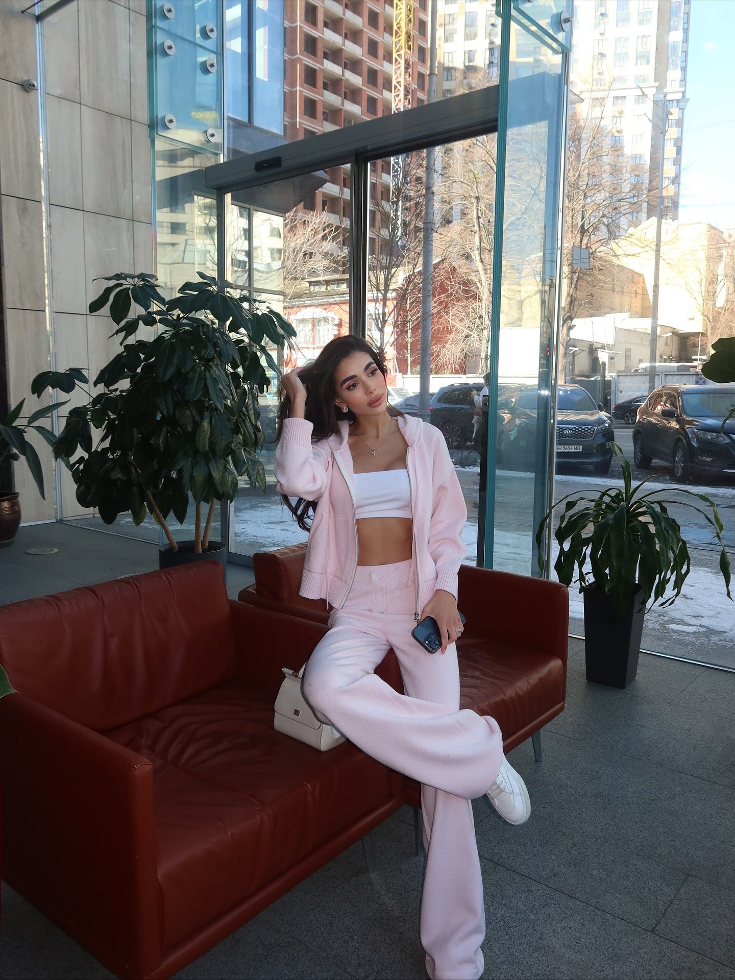 Hooded Soft Knit Cardigan + Wide-Leg Pants Set