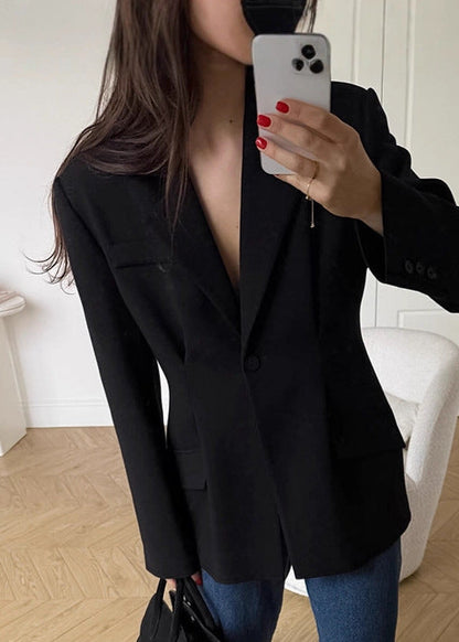 Women’s Vintage Black Fitted Blazer-Tailored Suit Jacket for Business & Everyday Elegance