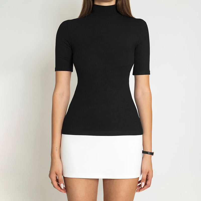 Simple black and white color clash dress