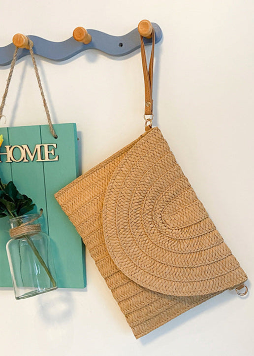 Minimalist Arc-Woven Straw Envelope Bag