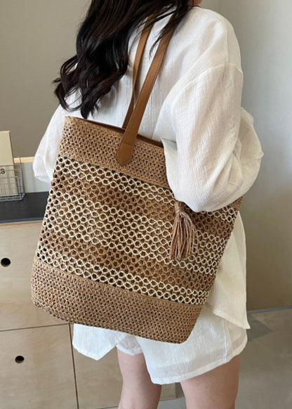 Large Capacity Handwoven Straw Tote Bag