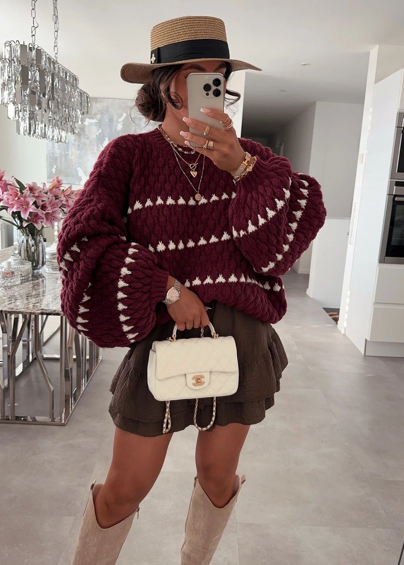 Oversized Chunky Knit Striped Sweater