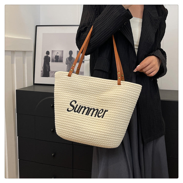 Woven Vacation Tote Bag