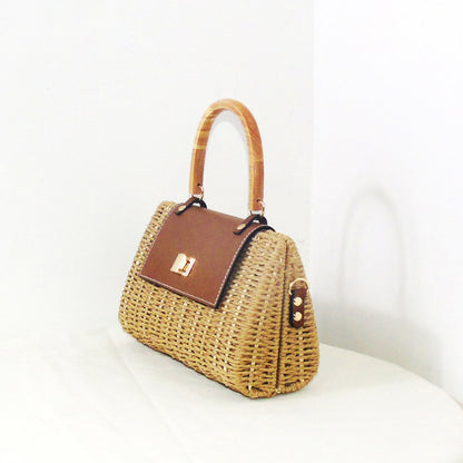 Wooden Handle Woven Bag