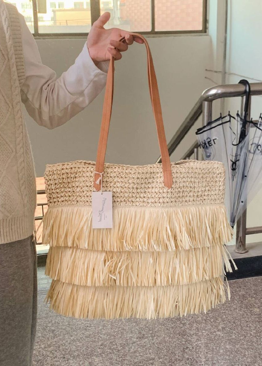 Boho Chic Woven Fringe Tote Bag