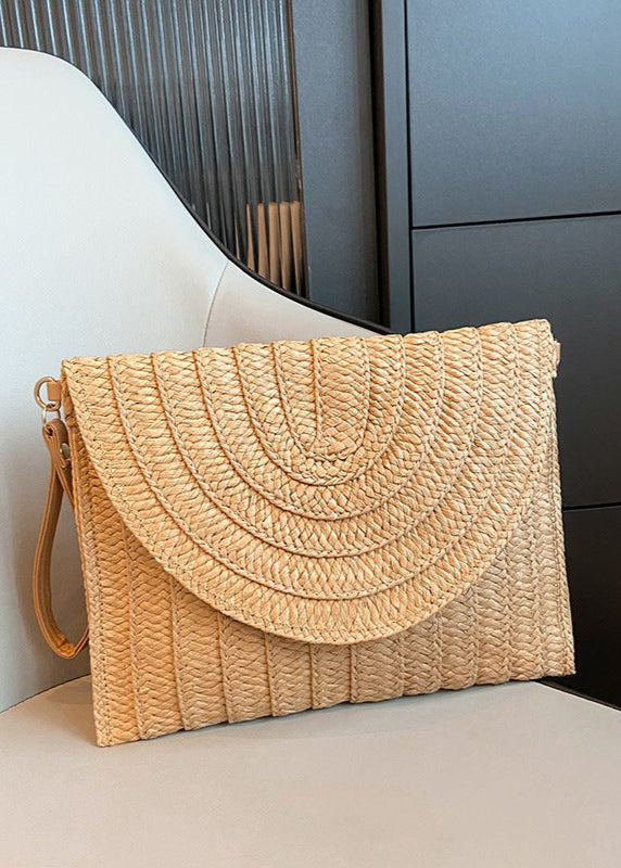 Minimalist Arc-Woven Straw Envelope Bag