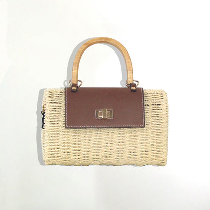 Wooden Handle Woven Bag