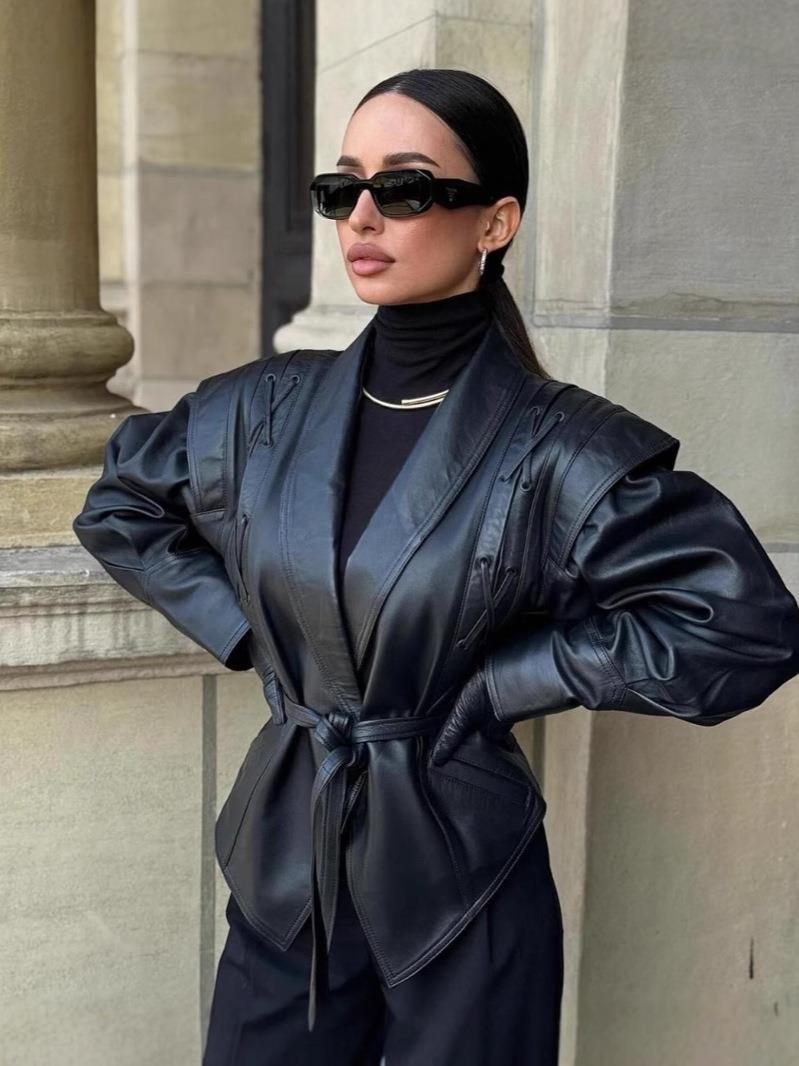 Lapel Long Sleeve Jacket Coat