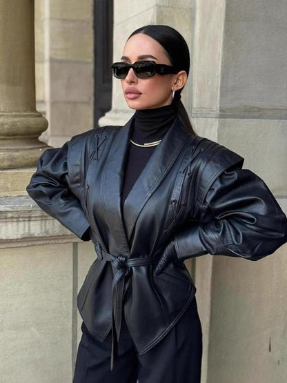 Lapel Long Sleeve Jacket Coat