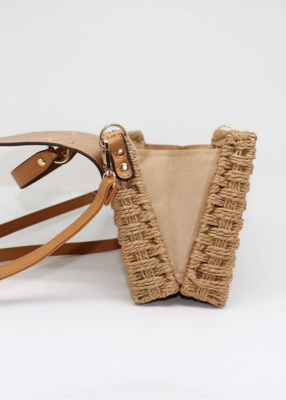 Vintage Mirror-Lock Handwoven Crossbody Bag
