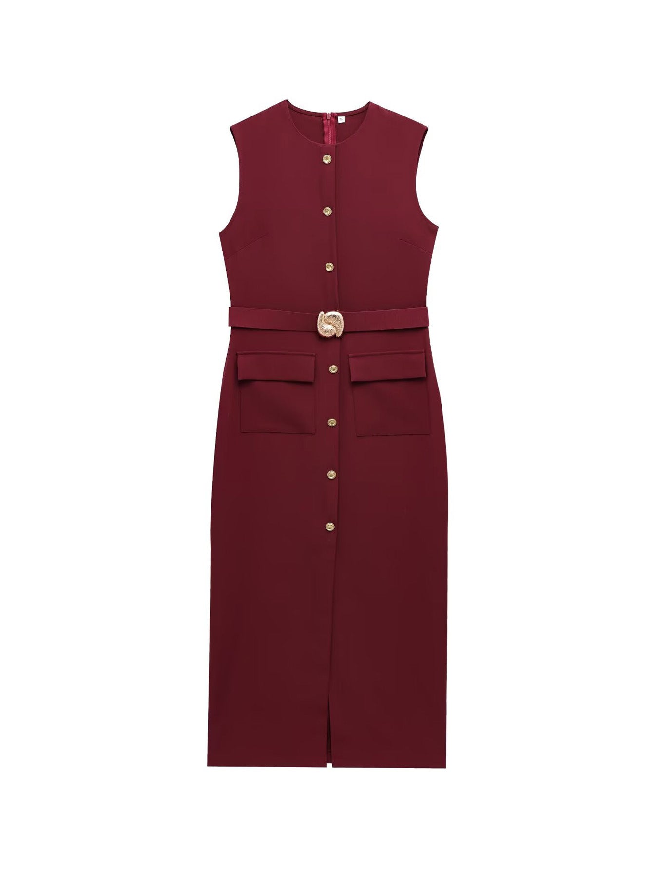 Sleeveless single-breasted dress