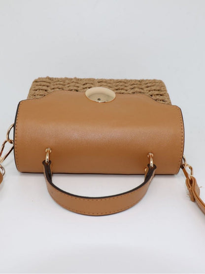 Vintage Mirror-Lock Handwoven Crossbody Bag
