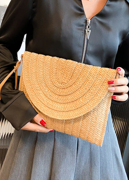 Minimalist Arc-Woven Straw Envelope Bag