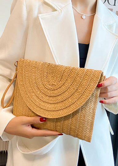 Minimalist Arc-Woven Straw Envelope Bag
