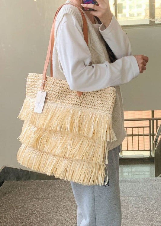 Boho Chic Woven Fringe Tote Bag