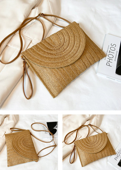 Minimalist Arc-Woven Straw Envelope Bag