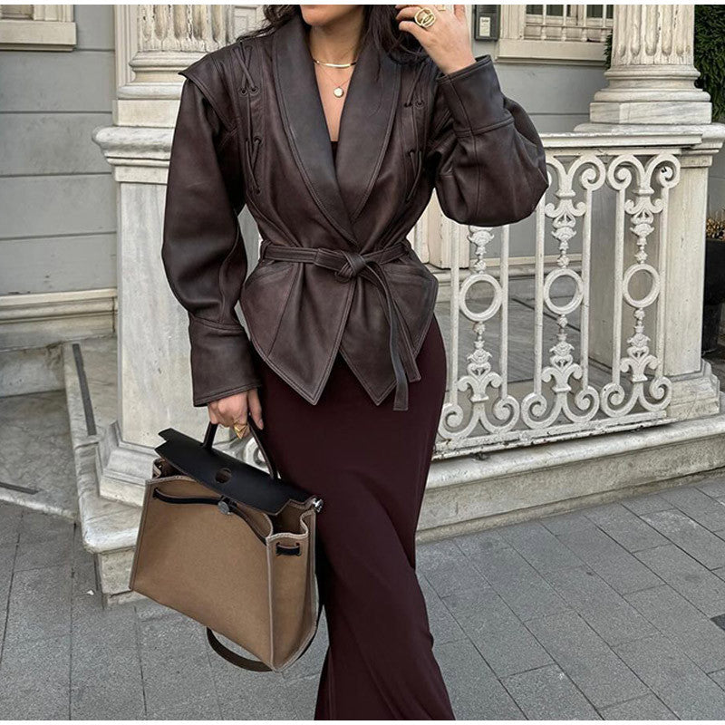 Lapel Long Sleeve Jacket Coat