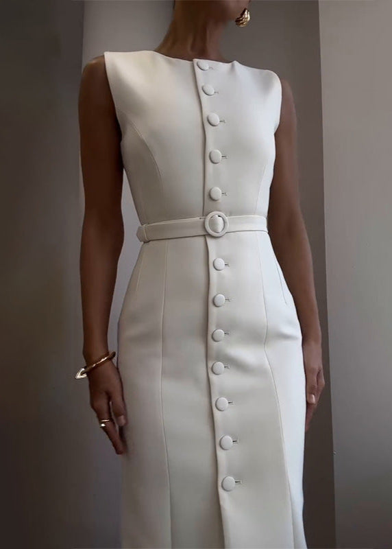 Elegant Belted Slim Fit Dress