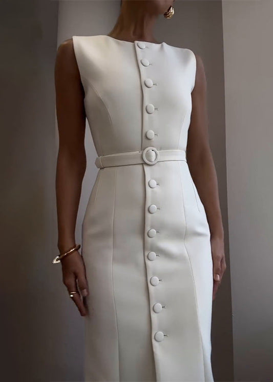 Elegant Belted Slim Fit Dress