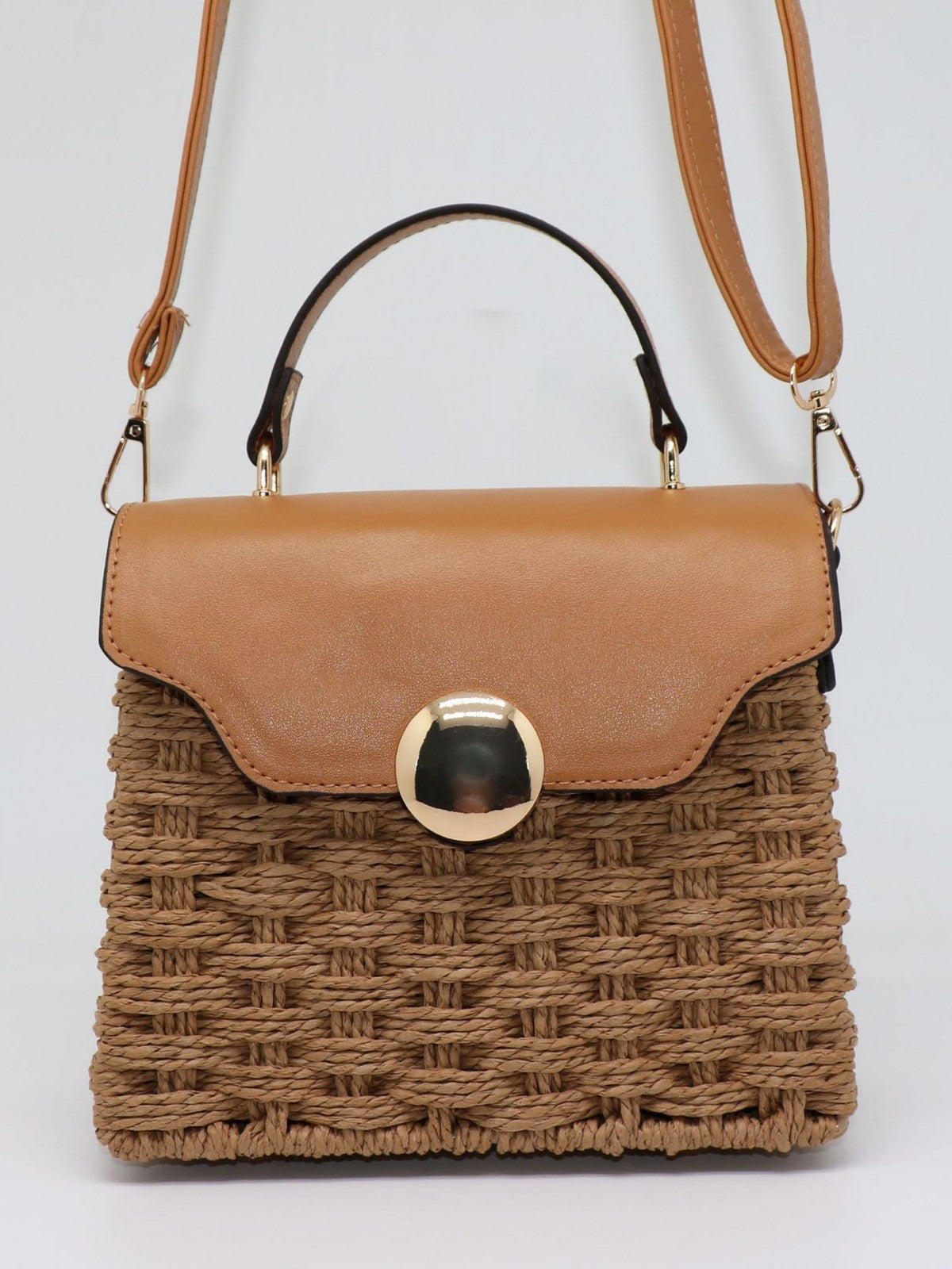 Vintage Mirror-Lock Handwoven Crossbody Bag