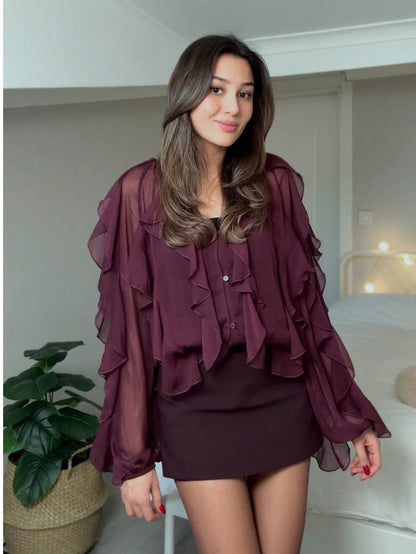 Layered solid color flowing shirt
