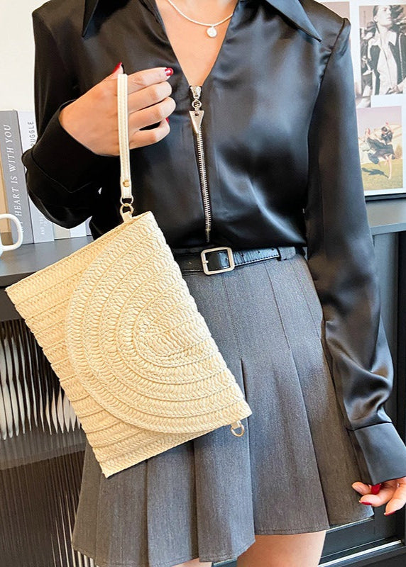 Minimalist Arc-Woven Straw Envelope Bag