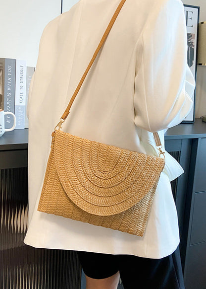 Minimalist Arc-Woven Straw Envelope Bag
