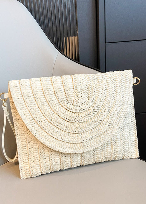 Minimalist Arc-Woven Straw Envelope Bag