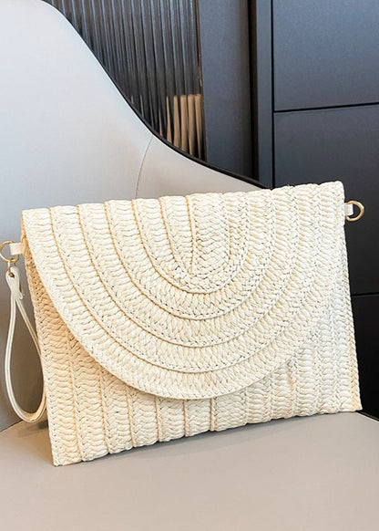 Minimalist Arc-Woven Straw Envelope Bag