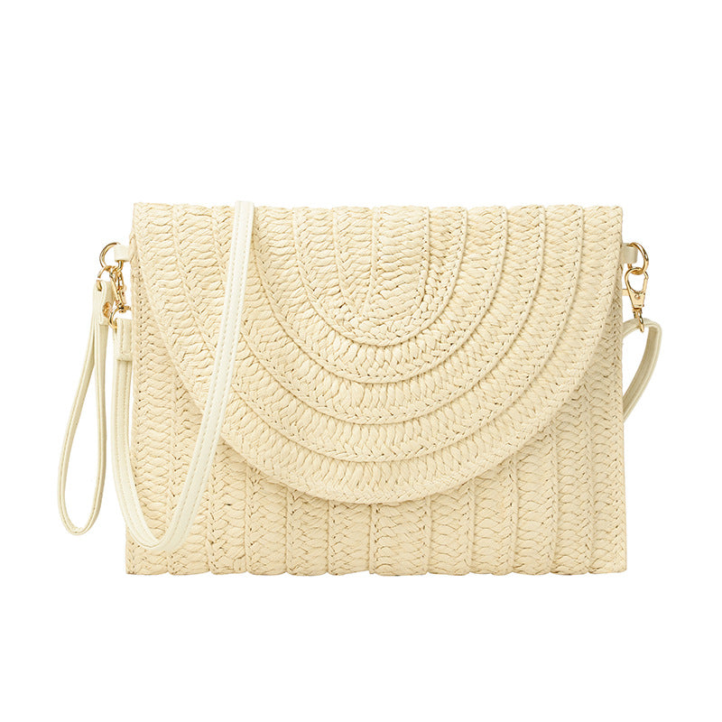 Minimalist Arc-Woven Straw Envelope Bag