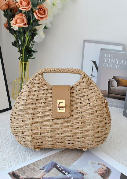 Curved Straw Handbag