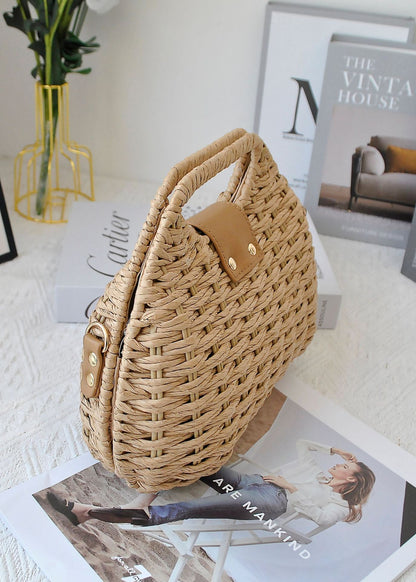 Curved Straw Handbag