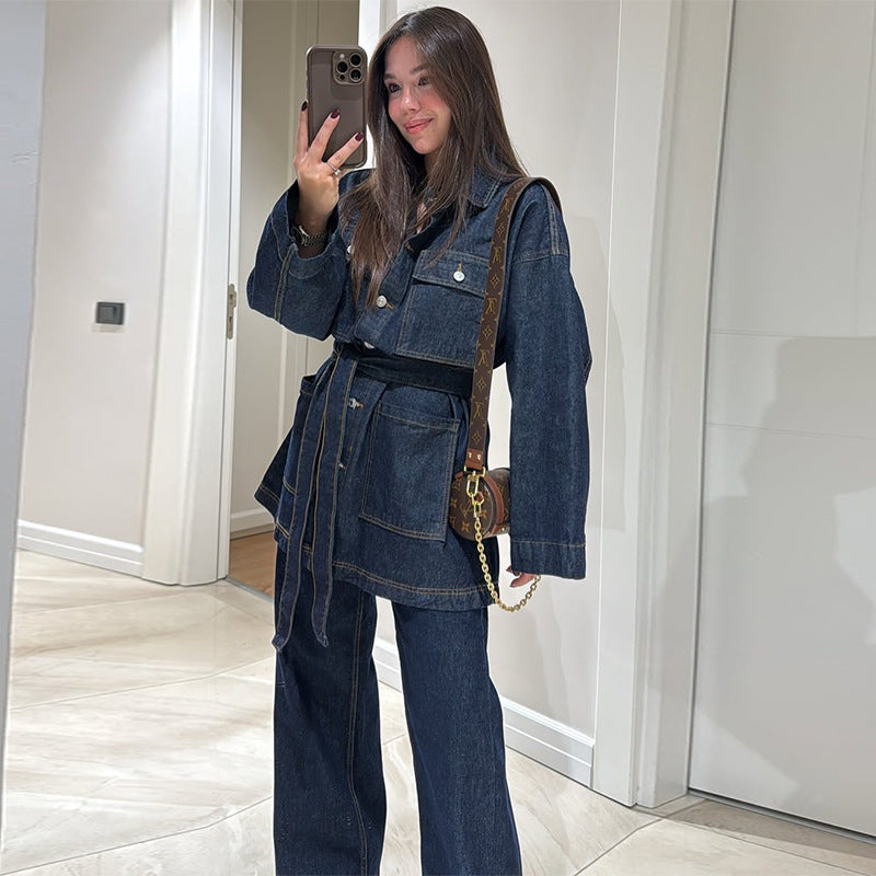 Belted Waist Denim Jacket