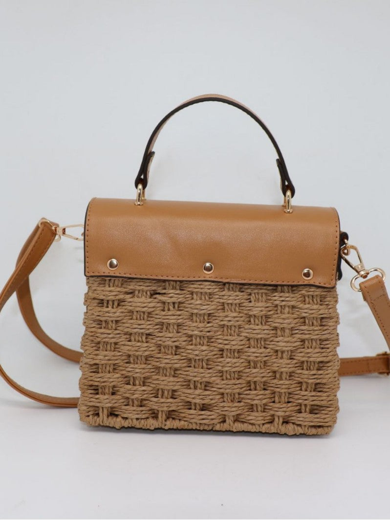 Vintage Mirror-Lock Handwoven Crossbody Bag