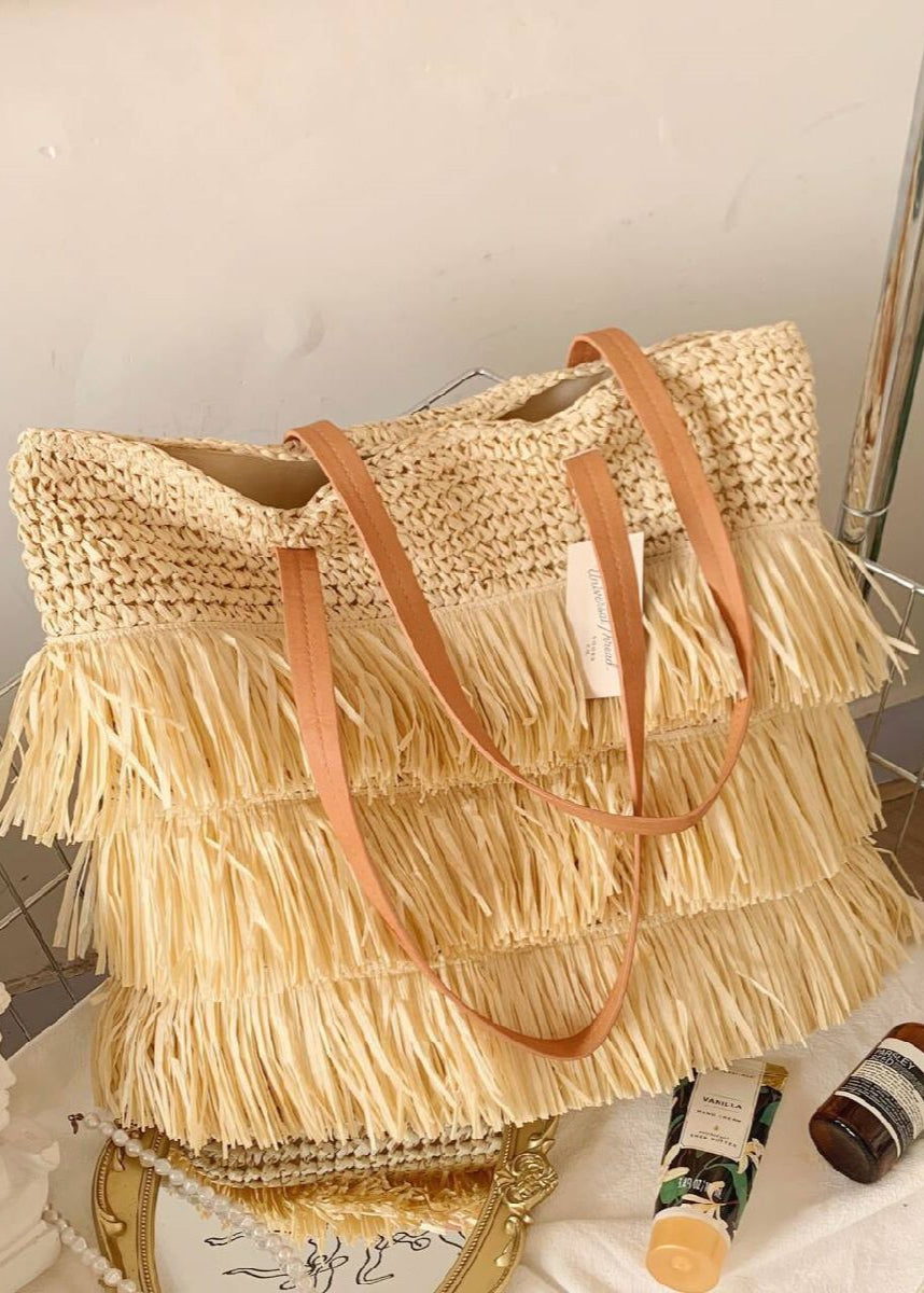 Boho Chic Woven Fringe Tote Bag