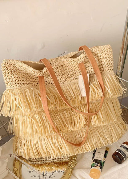 Boho Chic Woven Fringe Tote Bag