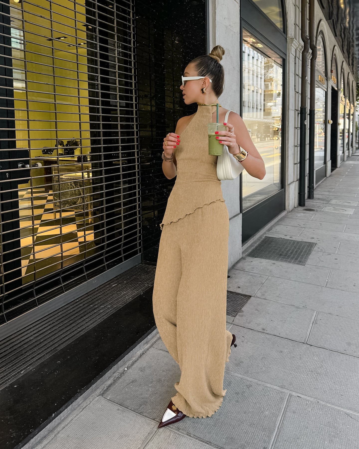 Halter Top + Wide-Leg Pants Set