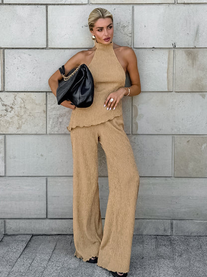 Halter Top + Wide-Leg Pants Set