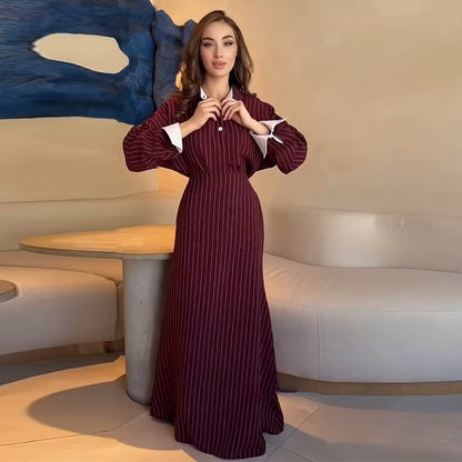 Striped Long Sleeve Bodycon Dress Set