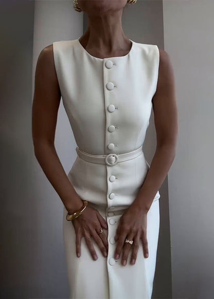 Elegant Belted Slim Fit Dress