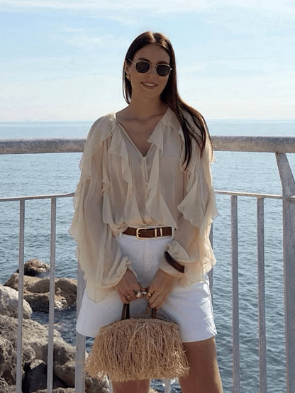 Layered solid color flowing shirt