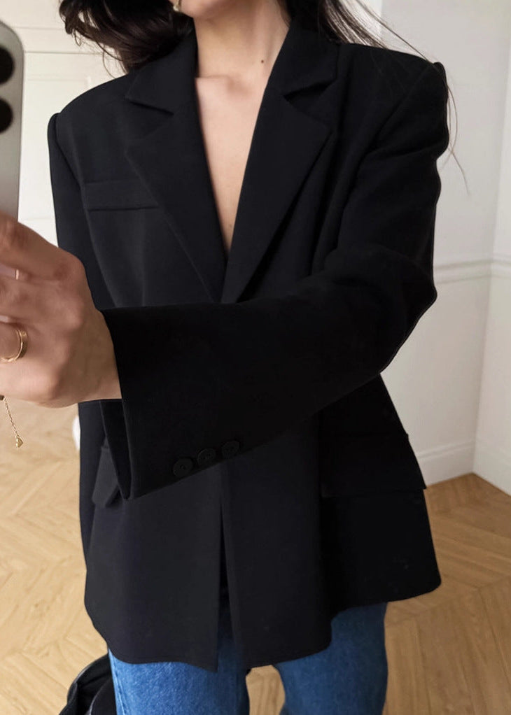 Women’s Vintage Black Fitted Blazer-Tailored Suit Jacket for Business & Everyday Elegance