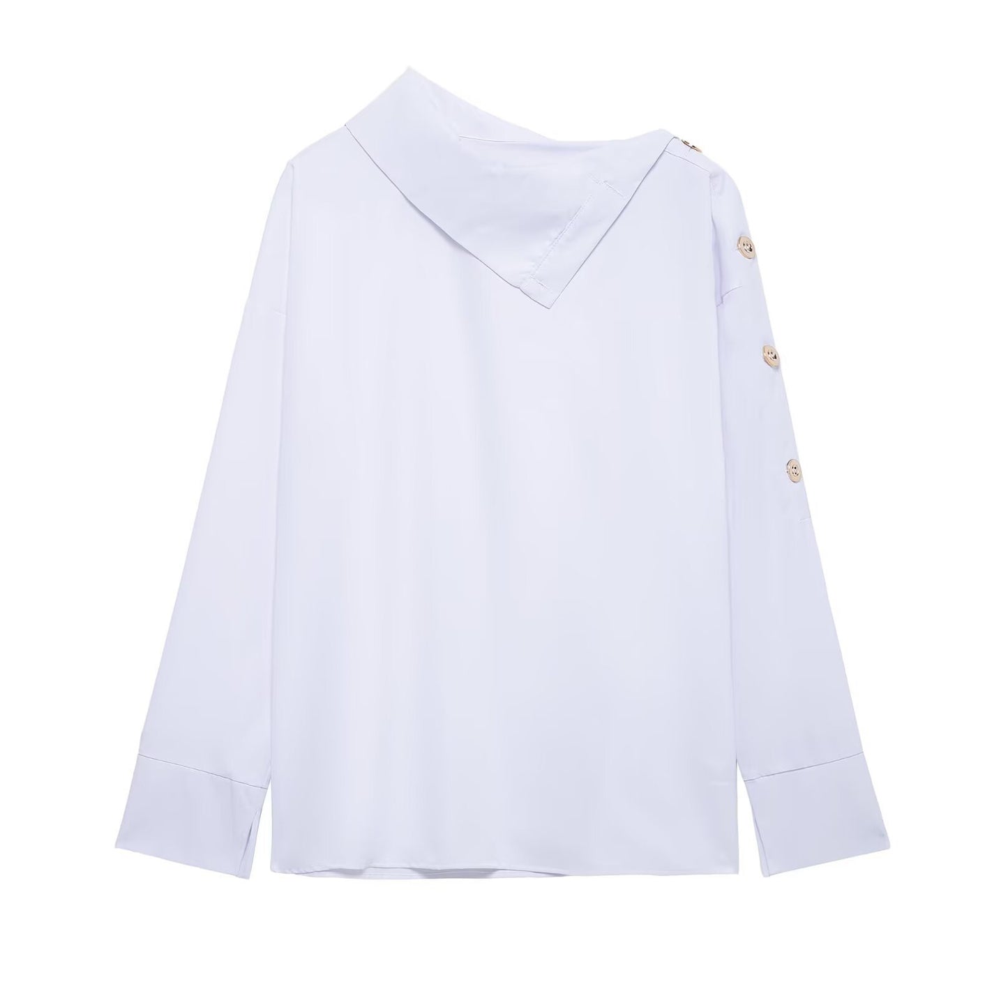 High Collar Side Button Elegant Shirt