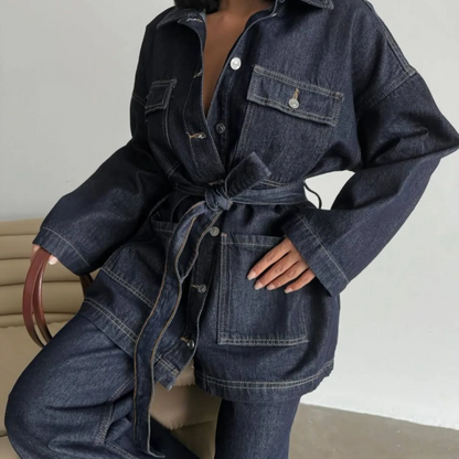 Belted Waist Denim Jacket