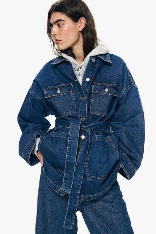 Belted Waist Denim Jacket