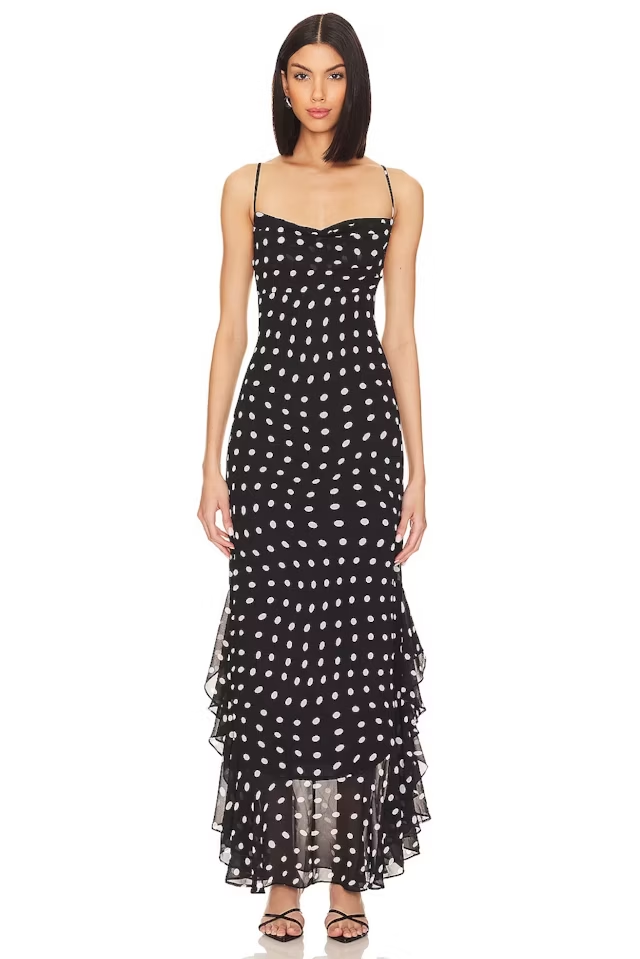 Black and White Polka Dot Strap Dress.