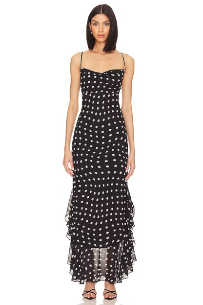 Black and White Polka Dot Strap Dress.
